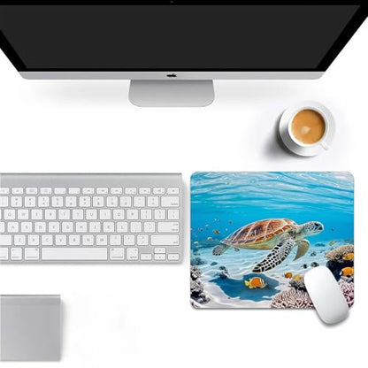 Square Mouse Pad Sea Turtle, Personalized Premium-Textured Custom Mouse Mat Design, Washable Mousepad Cloth, Non-Slip Rubber Base Computer Mouse Pads for Wireless Mouse - color: S3039 Sea Turtle