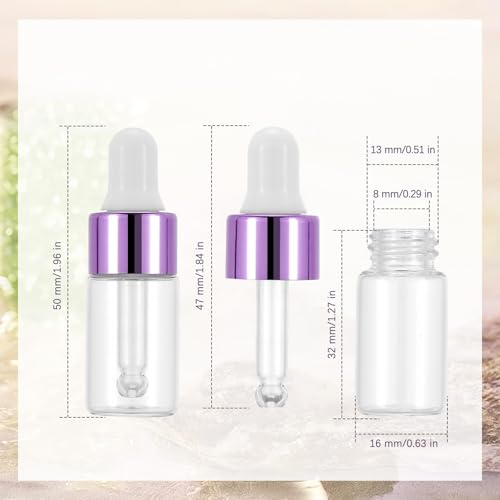 Kesell 15 Pack 3ml Glass Dropper Bottles - color: Purple