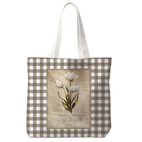 Christian Tote Bag - color: White Tulip Floral