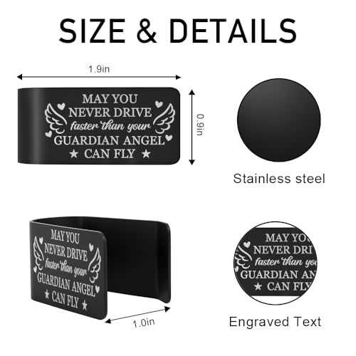 Never Drive Faster Guardian Angel Visor Clip for Cars Drivers Gifts - color: Black