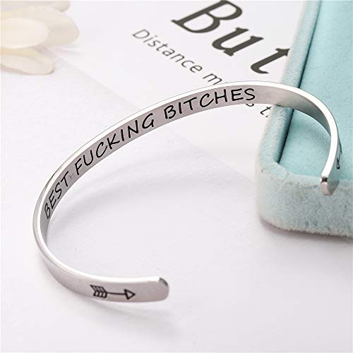 Fesciory Inspirational Bracelets for Women, Stainless Steel Cuff Bangle - color: Silver-26