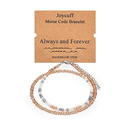 Inspirational Morse Code Bracelets for Women Funny Jewelry Birthday Gifts - color: Always and Forever