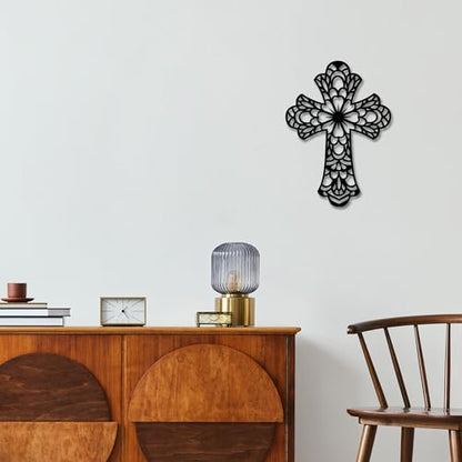 Rajukit Geometry Christian Metal Cross Wall Art for Home - color: Geometry