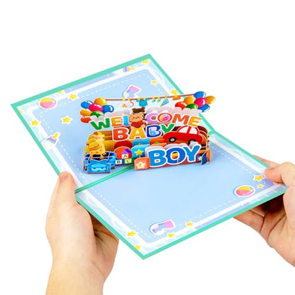GREETING ART New Baby Boy Card, Baby Shower Pop Up Card for Boy - color: Baby Boy