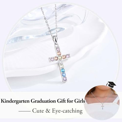 Cross Necklace for Little Girls Catholic Christian Religious Gifts - color: Kindergarten Graduation