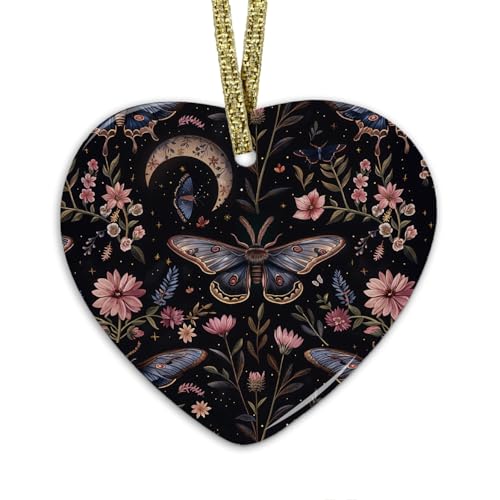 Vintage Floral Butterfly Ornament, Dark Academia Floral Botanical Hanging Ornaments for Christmas Tree Holiday Party Decorations, Gothic Butterfly Flower Decorative Ornaments Keepsake TCP - color: Butterfly