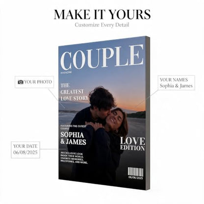 Ipplee Custom Framed Canvas Print, Love Couple Magazine Cover for Couples - color: Design08
