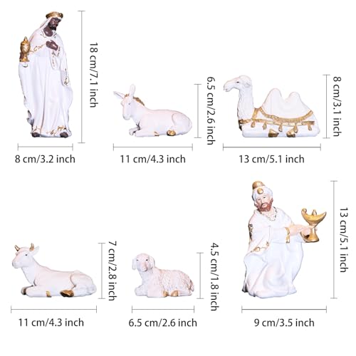 Nativity Set Christmas 12 Pieces Scene White Indoor Catholic Manger Set - color: White, size: 8 inches