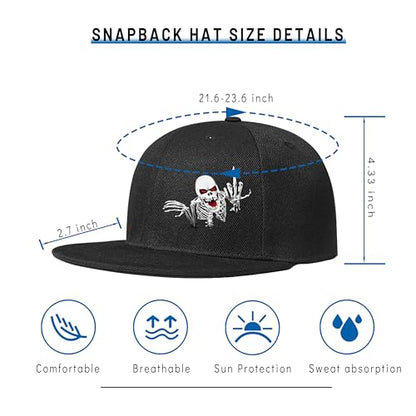 Skull Flat Bill Hats for Men Women Adjustable Dad Trucker Hat Skeleton Snap Backpack Hats for Hip-hop Running Cycling - color: Skeleton Minddle