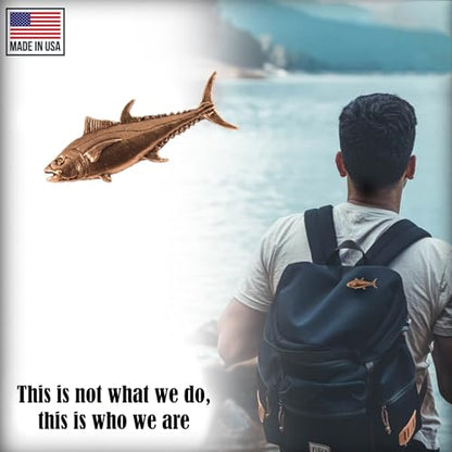 Bluefin Tuna Fish Pin, Pewter, Lapel, Hat, Pins, Brooch, Brooches, Jewelry, Gift, Handmade in the USA, 200 Fish Designs Available. S009Z - color: Copper Plated