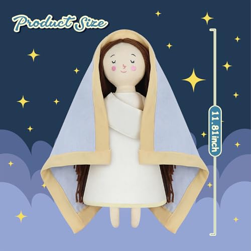 free-space Blessed Virgin Mary Doll and Baby Jesus Plush Religious Figure Playset for Boy Girl Christening Gift(Virgin Mary) - color: Virgin Mary