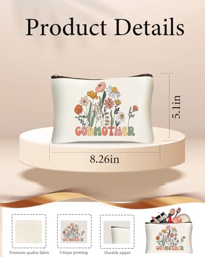 DHQH Godmother Proposal Gifts for Women, Will You be My Godmother Canvas Tote Bag with Makeup Bag, Unique Birthday Christmas Gifts from Godchild - style: Godmother-tote Bag