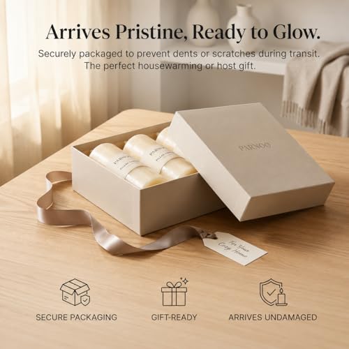 Unscented Pillar Candles - Set of 4 Ivory Candles - 3x6 Slow Burning Candles for Weddings & Table Centerpieces - Large Pillar Candles, PARNOO - color: Ivory