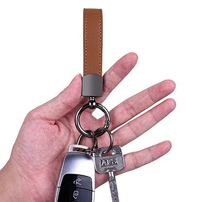 Wisdompro Genuine Leather Car Keychain, Universal Key Fob Keychain - color: Brown