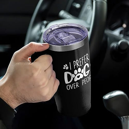 SANDJEST Funny Dog Tumbler with Handle 20oz Stainless Steel Insulated Coffee Travel Mug Cup Dogs Tumblers Dog Lovers Gifts for Men Women Birthday Christmas - color: Dog