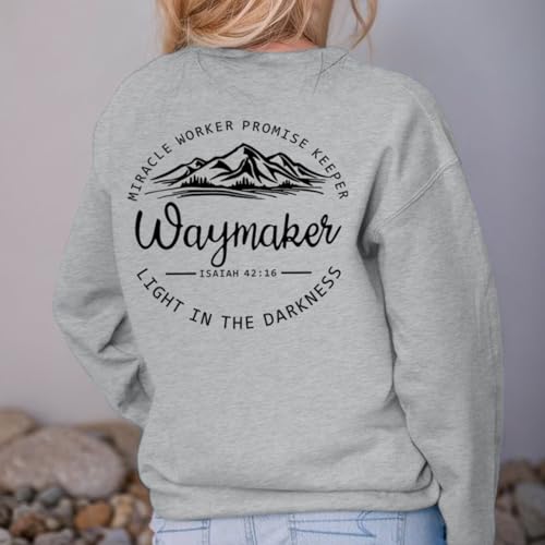 Pairxily Womens Christian Sweatshirt Inspirational Religious Faith Sweatshirts Graphic Crewneck Long Sleeve Shirts - color: Light Gray, size: Small