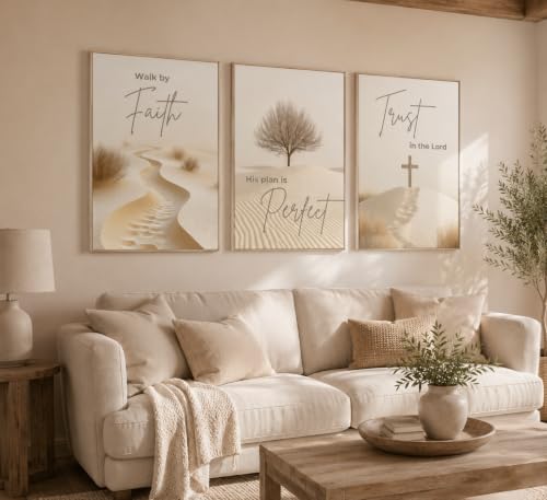 3Pcs Minimalist Christian Wall Art Scripture Wall Decor 12x16in Unframed - color: Yellow, size: 12x16 Posters