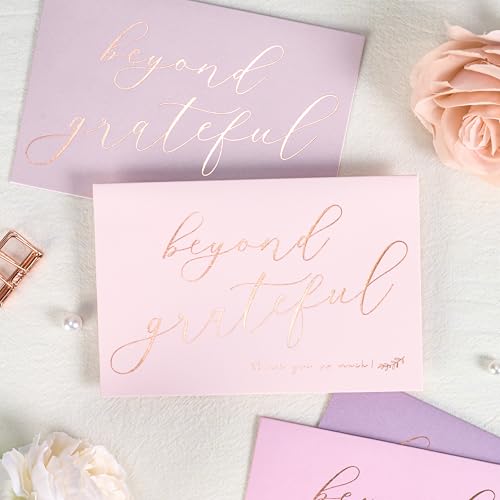 Crisky 4x6 50 pcs Lavender Shade Beyond Grateful Thank You Cards With Envelopes & Stickers Simple Chic Elegant Greeting Cards Perfect for Wedding/Business/Birthday/Graduation - style: Lavender