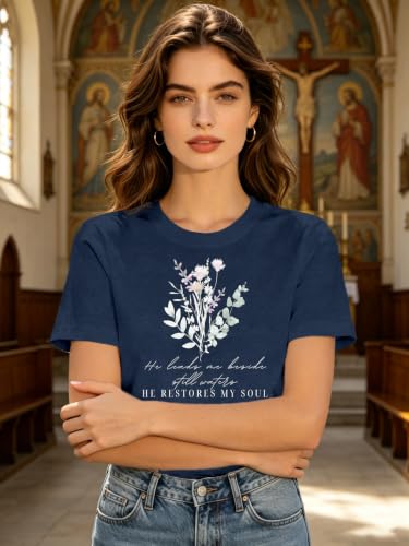 Christian Shirts for Women Faith Jesus Bible Verse Tops - color: Blue1, size: X-Large