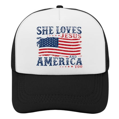 She Loves Jesus and America Too Hats for Womens Soft Washed Distressed Baseball - color: She Loves Jesus and America Tooallblack2