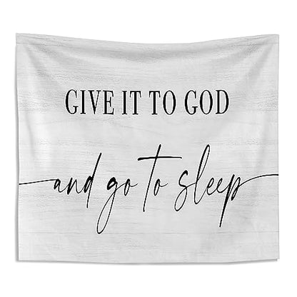 Kneibo Give It to God and Go to Sleep Tapestry - Christian Tapestry, Bedroom Tapestry 50x60, Bedroom Decor, Master Bedroom Decor, Guest Room Wall Decor