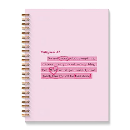 Pink Bible Verse Notebook - Pink Christian Journal, Preppy Christian Spiral Notebooks, Prayer Bible School Supplies Notebooks, Preppy Christian Gifts, Coworker Gifts, 5.5x8.3 Inches - color: Pink Christian
