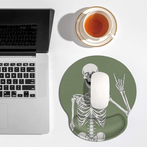 Britimes Ergonomic Mouse Pad with Wrist Support, Skull Skeleton - color: human skeleton green