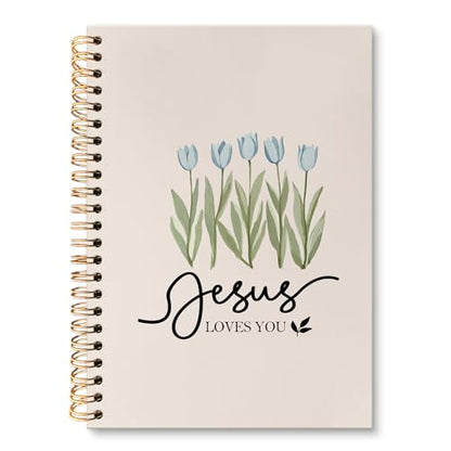 huester Christian Tulip Floral Notebook Journal, Jesus Loves You Bible Verse Journal for Women, Religious Scripture Notebooks for Note Taking, Bible Hardcover Spiral Notebook, 5.5x8.3 Inch - color: Christian02