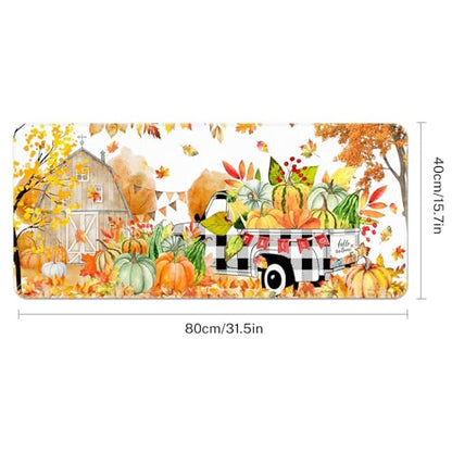 Britimes Large Mouse Pad, Mouse Pad, 31.5 x 15.7 Inch, Fall Buffalo Plaid - color: Autumn Pumpkin Truck