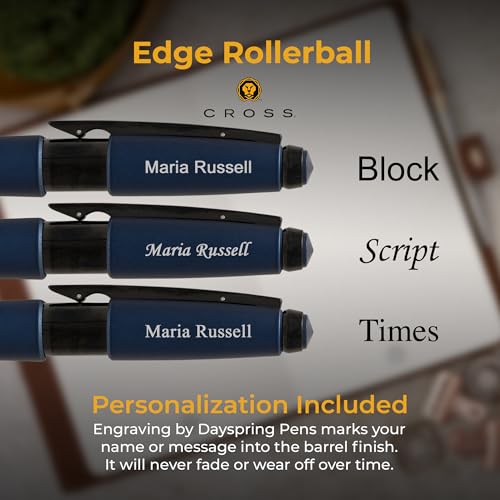 Cross Edge Gel Rollerball Pen, Matte Blue Lacquer and Black Trim, Personalized — Nurse, Doctor, Pharmacist, or Healthcare Professional Recognition Gift - color: Blue Black Trim