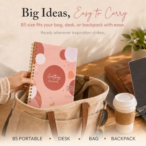 300-Page Hard Cover Notebook with Affirmations - B5 Spiral Bound - color: Good Things