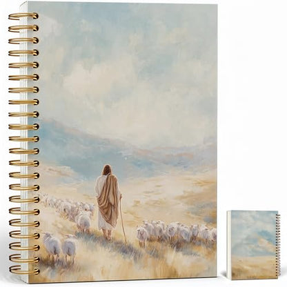 Christian Notebook Journal - Jesus Christian Gifts for Women, Inspirational Bible Journal Notebooks for Note Taking, Bible Study, Prayer & Church Notes, A5 Spiral Notebook (Jesus-Bule&White) - color: Jesus-Bule&White