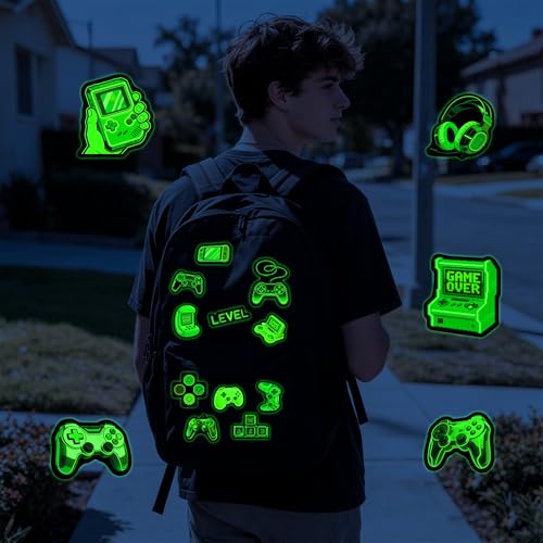 50Pcs Glow in The Dark Neon Game Stickers for Kids, Neon Video Gaming Sticker for Water Bottle, Vinyl Waterproof Laptop Decals for Gamers Teens Adults Sticker Pack - color: Luminescent-488kscp