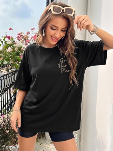 Christian Shirts for Women God is Good Shirt Oversized Jesus Faith Tshirt - color: B-black, size: Medium