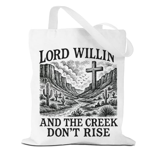 VICBOU Bible Verse Canvas Tote Bag Religious Christian Gifts for Women Men Faith Canvas Tote Reusable Grocery Bag - color: Lordwillin