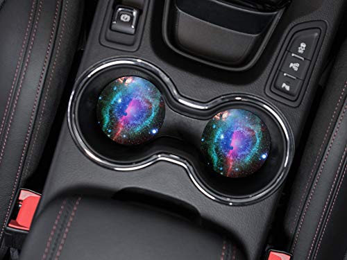 CARIBOU Coasters, Clash of Cosmo Galaxy Design Absorbent Round Fabric Felt Neoprene Car Coasters for Drinks (2.87 inches), 2pcs Set - color: Clash of Cosmo Galaxy
