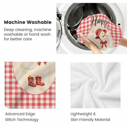 Personalized Goose Baby Blanket, Red Gingham - color: #Ver12