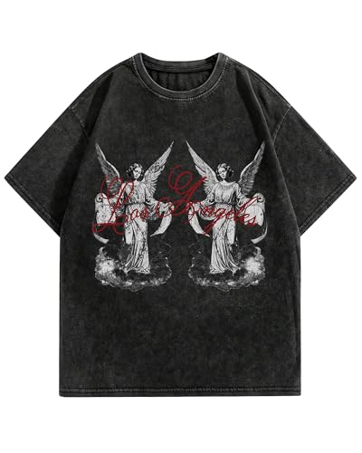 BAPHITY Mens Streetwear Crew Neck Cotton Graphic T Shirt - color: Black Statue, size: Large