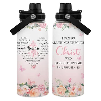 Christian Gifts for Women - You Are Gifts Baptism Tumbler - Inspirational Religious Birthday Presents for Women - Catholic Spiritual Faith Bible Verse Presents Water Bottle for Girl 32oz - color: Christian-Pink/You Are
