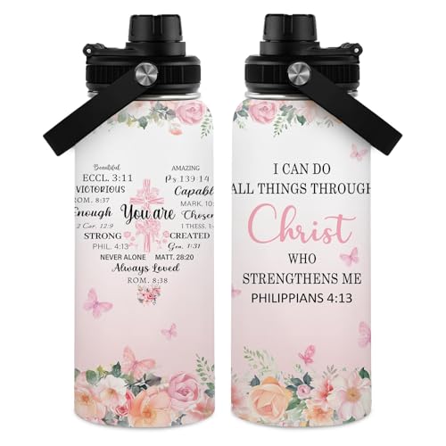 Christian Gifts for Women - You Are Gifts Baptism Tumbler - Inspirational Religious Birthday Presents for Women - Catholic Spiritual Faith Bible Verse Presents Water Bottle for Girl 32oz - color: Christian-Pink/You Are