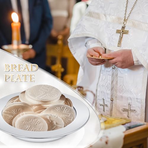 Zhehao 1 Pcs Communion Plates for Church Communion Bread Tray Plate Church Supplies Set Polished Stainless Steel Tray (Silver) - color: Silver