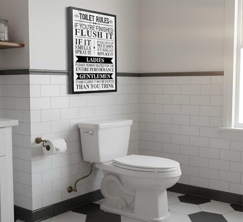 HSHFKLH Funny Toilet Rules Quotes Poster Wall Art 16x24in Unframed - color: Toilet rules-poster, size: 24"L x 16"W