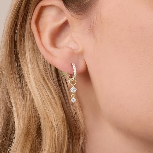 DAILY VIBES Cute Butterfly Star Cross Heart CZ Dangle Earrings for Women - color: Gold Two Stones