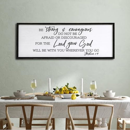 Foutcheou Be Strong And Courageous Sign Bible Verse Wall Art 40"×15" Black - color: Be Strong And Courageous Black, size: 40"L x 15"W