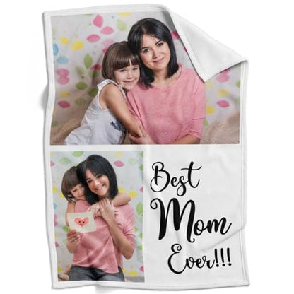 Personalized Blanket with Photo, Custom Blanket with Picture, Customized Photo Blanket, Customize Blanket, Personalized Best Mom Ever Gifts for Mom, Baby, Kid - color: 2 Photos