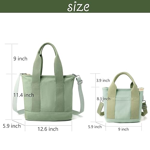 Canvas Tote Bag for Women,Small Totes Bags with Zipper Crossbody Purse with Pockets Large Shoulder Handbag,2 Sizes - color: Deep Berry, size: Small