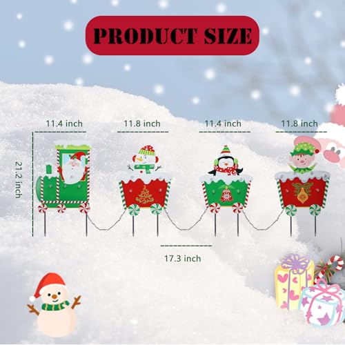 Afirst 4PCS Christmas Yard Stakes Light Up Train Garden Decorations - color: Train