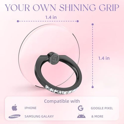 2 Pcs Jsoerpay Clear Phone Ring Holder with Diamond, Black - color: 2 Black Diamond