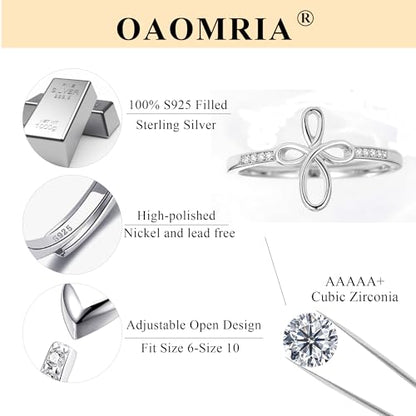 Sterling Silver Cross Ring for Women S925 Adjustable Ring Christian Pray Cross Thumb Rings With Inspirational Card Easter Gift, Confirmation Gifts,Baptism Gifts