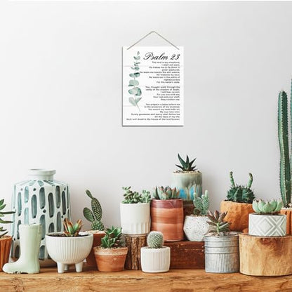 Rustic Hanging Wood Plaque - Psalm 23 Sign, Modern Farmhouse & Home Office Decor, Christian Gift & Housewarming Idea - color: Psalm 23